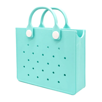 The orange guy Purple Women Fashion New EVA Punched Handbag Casual Waterproof Travel Tote Bag Fit Charms Outdoor Beach Bags Good Vibrations