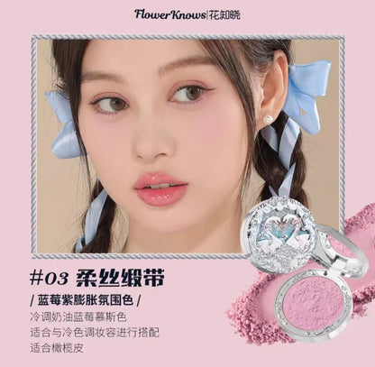 Flower Knows Shell's Jewel Collection Embossed Blush Matte  Powder Satin Highly Pigmented Lightweight Smooth Finish for Cheeks Good Vibrations