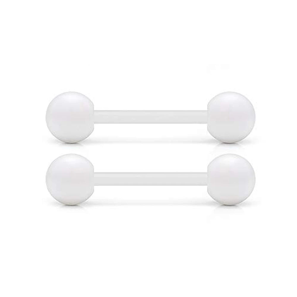 2 Pieces 14G 16mm Night Glow Flexible Acrylic Straight Tongue Ring pacifier Ring Fixed Perforated For Woman and Man Good Vibrations