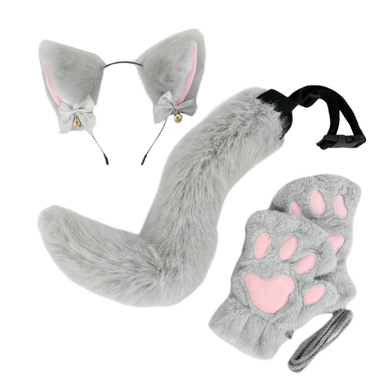 Cats Dress up Costume Includes Headband, Tail, Gloves for Girl Halloween Good Vibrations
