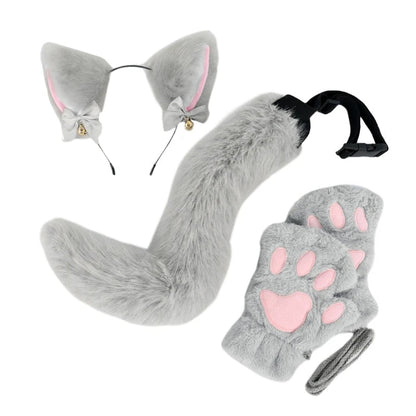 Cats Dress up Costume Includes Headband, Tail, Gloves for Girl Halloween Good Vibrations