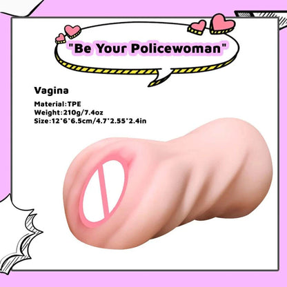 Realistic male masturbator with textured design and soft TPE material.