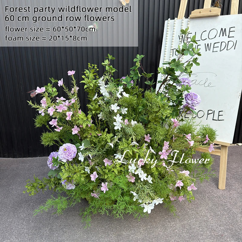 Artificial Plants Flower Arrangement Road Lead Greenery Ball Hang Flower Row Welcome Sign Decor Green Plant Floral Backdrop Prop Good Vibrations