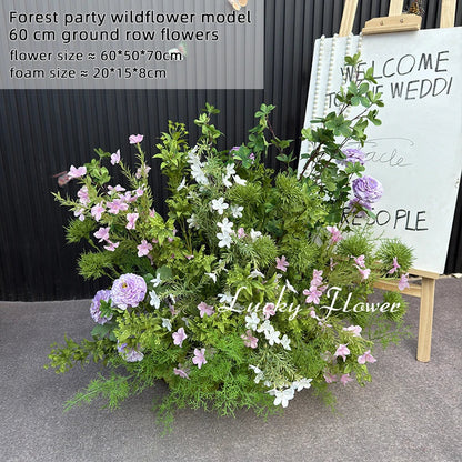 Artificial Plants Flower Arrangement Road Lead Greenery Ball Hang Flower Row Welcome Sign Decor Green Plant Floral Backdrop Prop Good Vibrations