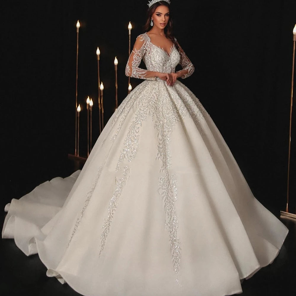 Modern Wedding Dresses A Line Bridal Gowns Lace Appliques Full Sleeves Floor Length Robes Charming Vestidos De Novia Customized Good Vibrations