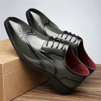 Fashion New Men's Pointed Green White Casual Brogues Oxford Shoes Male Wedding Dress Homecoming  Formal Wedding Formal Footwear Good Vibrations