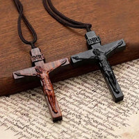 Jesus Cross Wooden Necklace Cross Pendant Necklace wood Cross Necklace christian Catholic Jesus Crucifix Necklace Accessories Good Vibrations