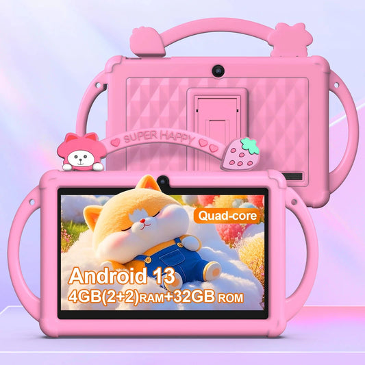 7-inch Android 13 children's tablet, 5G WiFi tablet, quad-core processor, 4GB (2g+2g-memory expansion) RAM+32GB ROM, with parent Good Vibrations