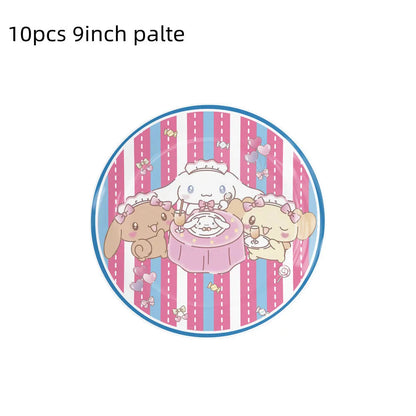 Cinnamorolls Birthday Party Decoration Tableware Set Balloons Cup Plate Banner for Kids Party Favors Baby Shower Supplies Good Vibrations