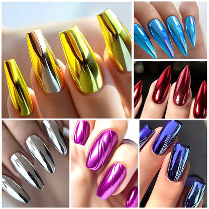 8ml Metallic Nail Polish Mirror Effect Fast Drying Long-Lasting Nails Art Polish DIY No Need Lamp Cure Manicure Nail Supplies Good Vibrations