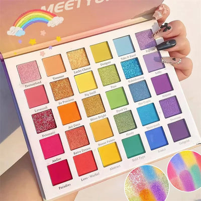30colors Dream Rainbow Eyeshadow Palette Practical Makeup Eye Shadow Safe Lightweight Eyeshadow Palette Children Stage Make-up