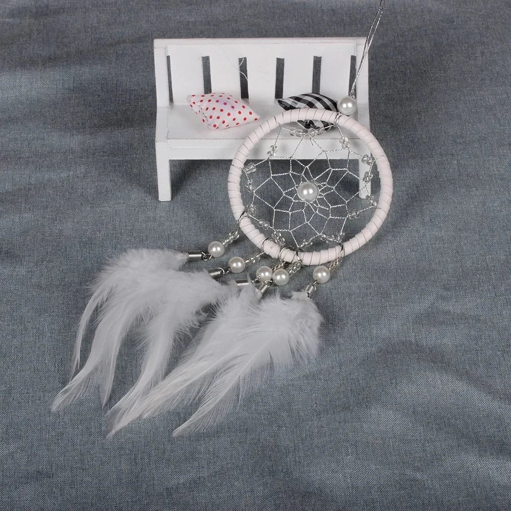 Car Ornament Interior Accessories Dream Catcher Car Pendant for Girls Feather Crystal Mirror Hanging Pendant Home Decor Lucky Good Vibrations