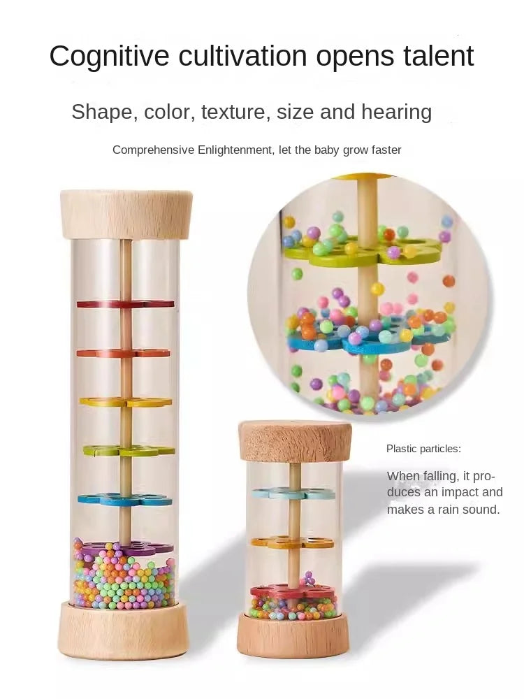 Baby Wooden Rain Sound Pipe Simulation Rain Sound Wooden Toy Gift Hourglass Fun Music Shaker Early Education Enlightenment Toy Good Vibrations