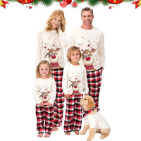 Family Christmas Matching Pajamas Set 2026 New Year Xmas Clothes Father Mom and Me Deer Top Red Plaid Pants Nightwear Pjs Outfit Good Vibrations