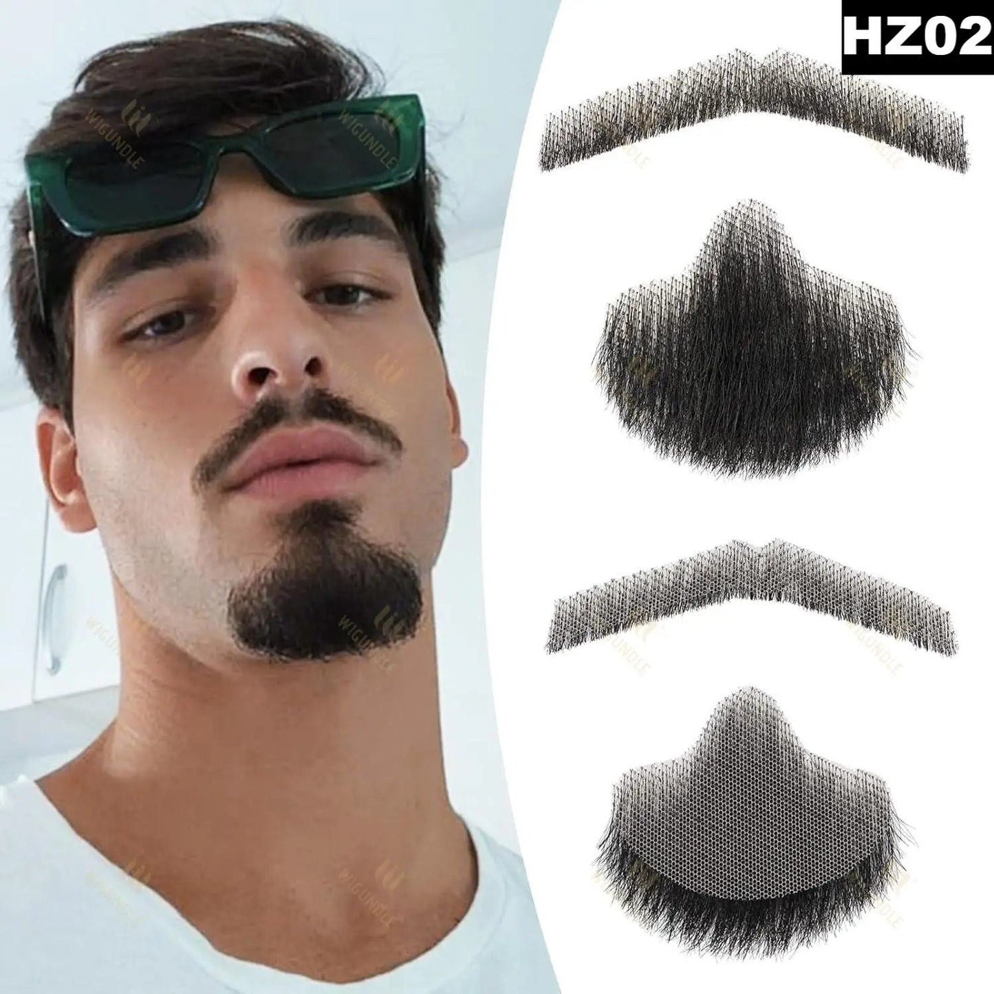 Wigundle Man's Beard Hand Made Real Hair Fake Beard Mustache Fancy Synthetic Invisible for Makeup Fake Hair Cospaly Party Tools Good Vibrations