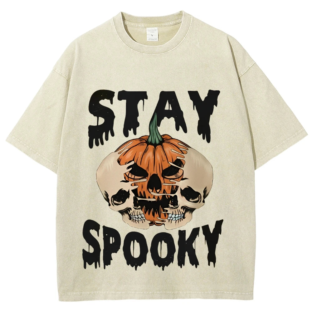 Neutral Style Retro Outfit T-Shirt Pure Cotton High Quality Pumpkin Letter Graphic Printing Fashion Trend Loose Short Sleeves Good Vibrations