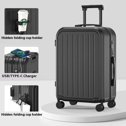 Stylish Lightweight Hardshell Luggage Trolley Case with USB Port, Perfect for Women Travel & Business 20/22/24/26/28 Inch Good Vibrations