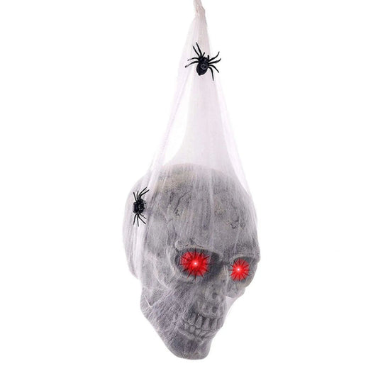 Halloween Horror Glowing Sound Control Spider Cotton Skull Prop Ghost House Secret Room Courtyard Decoration Decor Good Vibrations