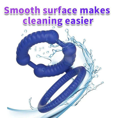 Semen Lock Ring Male Masturbator with Blue Silicone and Smooth Surface for Easy Cleaning