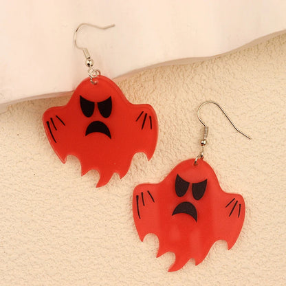 Halloween Dangle Earring With Cartoon Ghost Skeleton Coffin Clown Design Adorable Halloween Women Gift Good Vibrations