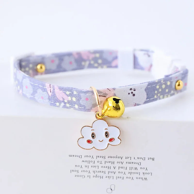 for newborn Cat Collar Safety Breakaway Small Dog Tie Adjustable Neck Strap for Puppy Kittens Necklace star cats with bell Good Vibrations