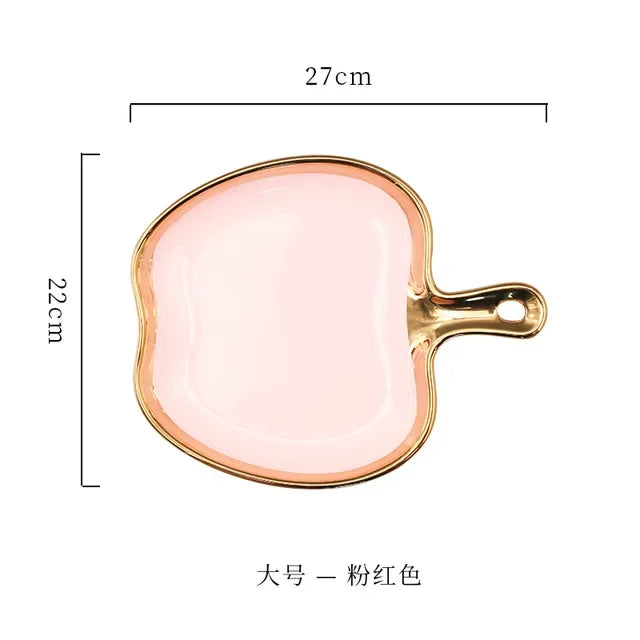Dinner Plate with Handle Luxury Storage Tray Food Dessert Fruit Jewelry Trinket Dish Decorative Dinnerware Good Vibrations