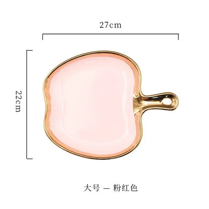 Dinner Plate with Handle Luxury Storage Tray Food Dessert Fruit Jewelry Trinket Dish Decorative Dinnerware Good Vibrations
