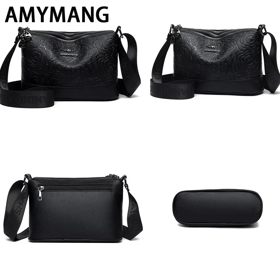 3 Pocket Design Women's Handbag Large Capacity PU Leather Women Tote Bags Fashionable Printing Simple Female Crossbody Bolsas Good Vibrations