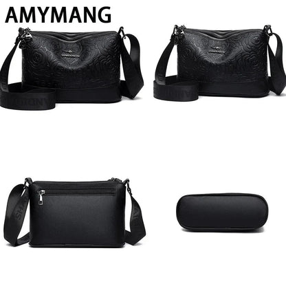 3 Pocket Design Women's Handbag Large Capacity PU Leather Women Tote Bags Fashionable Printing Simple Female Crossbody Bolsas Good Vibrations