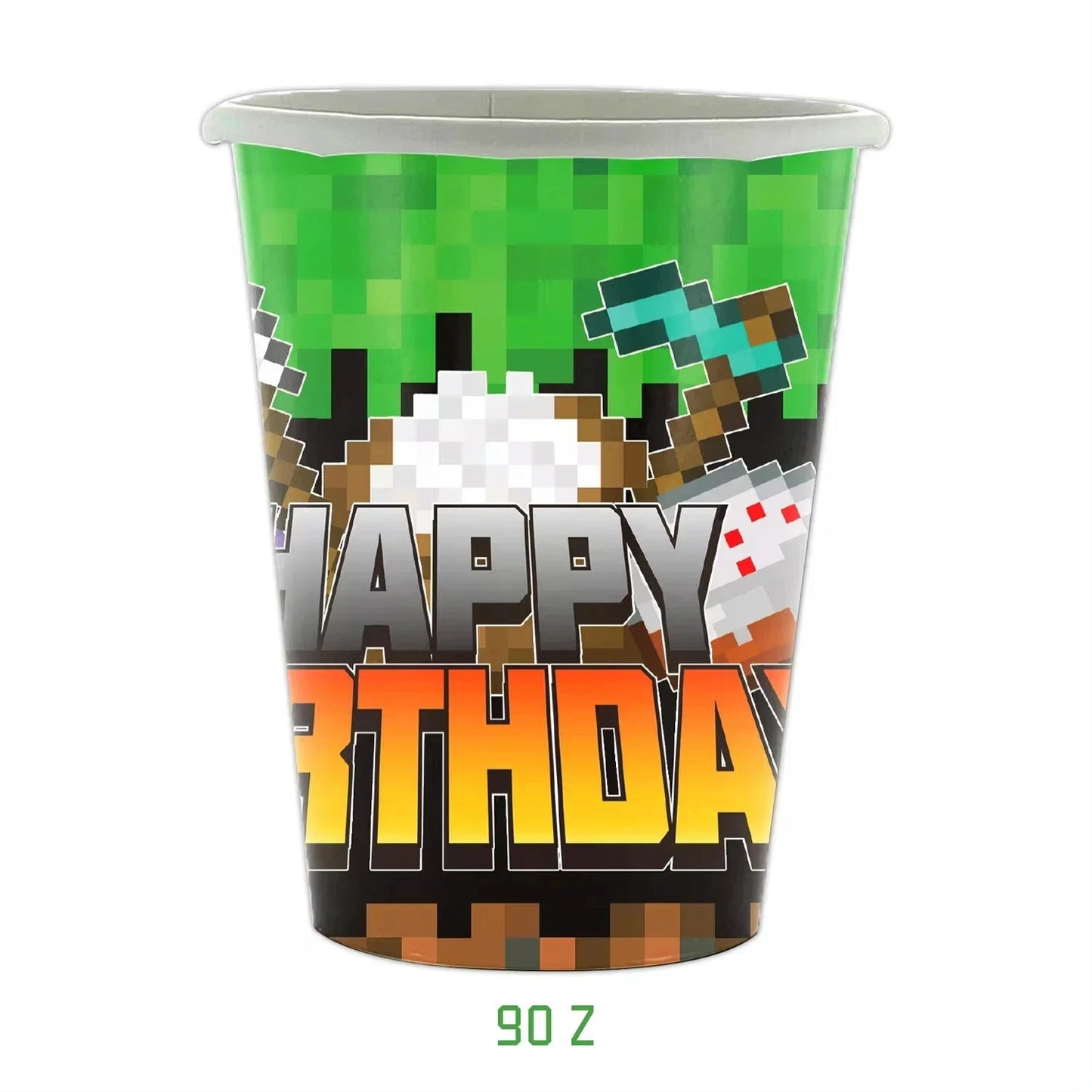 Mineres Craftings Party Decorations World Game Tableware Cup Plate Balloon Tablecloth Boys Birthday Party Supplies Kids Gift Good Vibrations