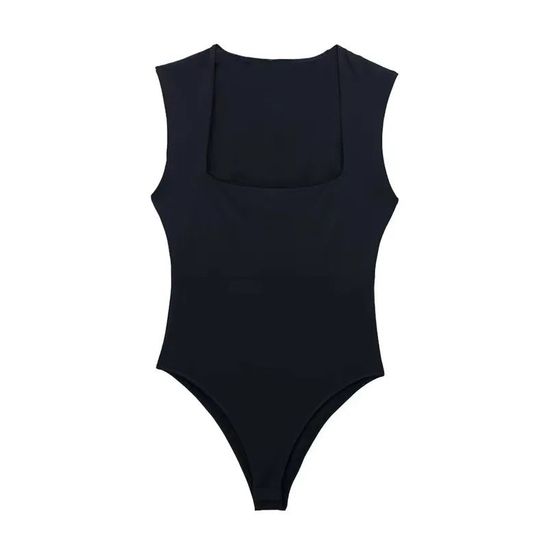 MUJER 2025 Black Woman Body Square Neck Sleeveless Bodysuit Women Blue White Sexy Tight Bodysuit Lingerie Bodycon Summer Tops Good Vibrations