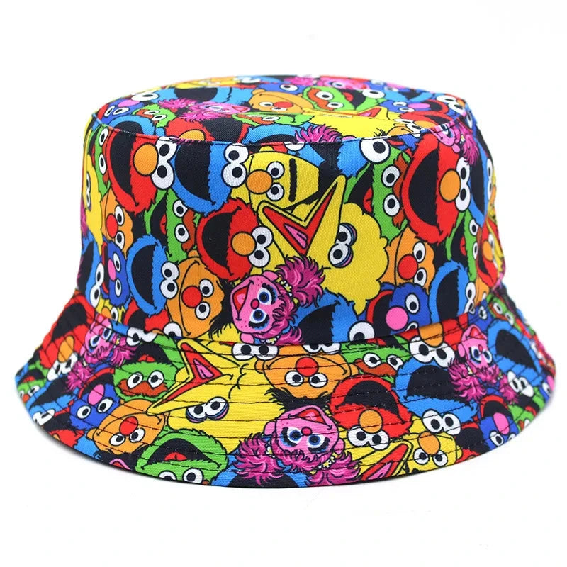 New Bucket Hat Hip Hop Men Cartoon Print Fisherman Caps Streetwear Double-sided Hats For Women Beach Cap Unisex Panama Hat Good Vibrations
