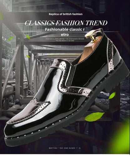 Fashionable Formal Men Shoes Lightweight Outdoor Loafers Thick Soled Wear-resistant Leather Shoes Black Gold andSilverSizes38-48 Good Vibrations