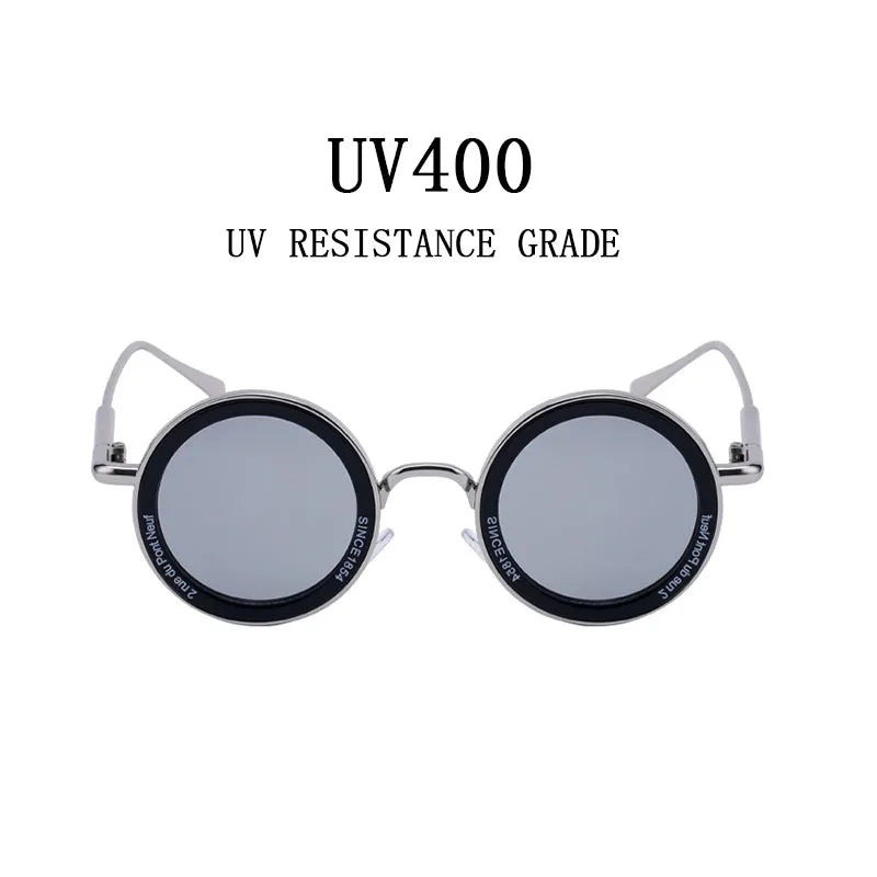 2025 Steampunk Sunglasses For Men Fashion Round Punk Sunglasses Vacation Oculos Outdoor Glasses Vintage Designer Trending Lentes Good Vibrations