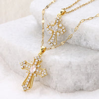 Women's European & American Retro Cross Pendant Necklace Stainless Steel Collarbone Chain Fashionable Light Luxury Jewelry Good Vibrations
