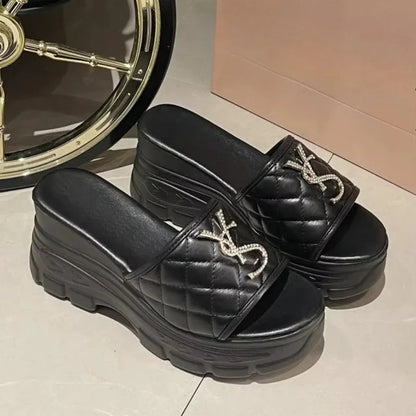 Women Sandals 2025 New Fashion Letters Platform Sandals Casual Comfortable Shoes Women Lightweight Non-slip Outside Slides Women Good Vibrations