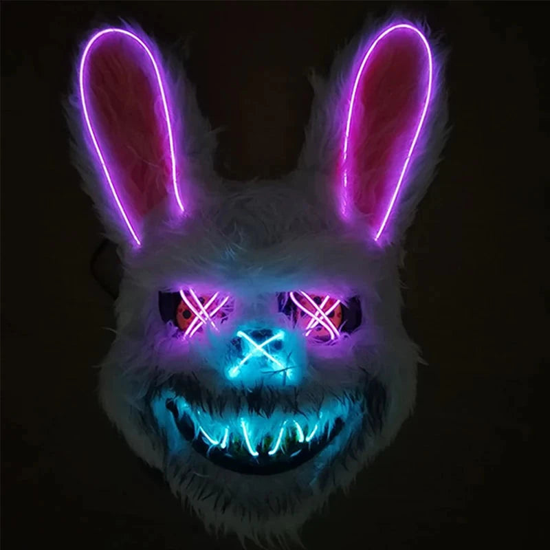 Halloween Carnival Party Costume Decoration Luminous LED Mask Halloween Mask LED Maske Light Up Party Masks for Glow Party Good Vibrations
