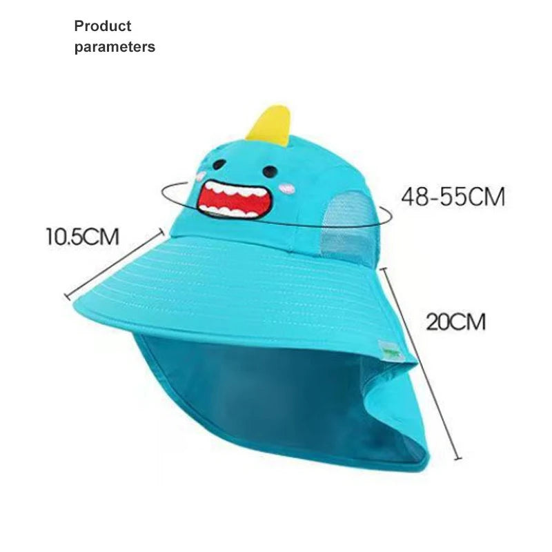 Summer Hat for Kids Children Outdoor Sun Hat Neck Ear Cover Sun Protection Beach Caps Kids Boy Girl Flap Cap for Children Good Vibrations
