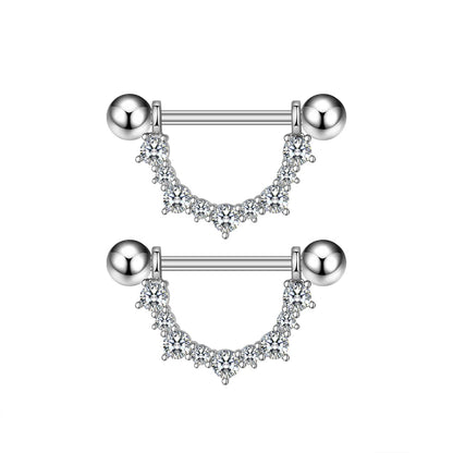 2pcs Both Sides Screwed Heart Nipple Ring for Women Girls 14G Stainless Blue Pink Zircon Sexy Nipple piercing nombril Nipple Bar Good Vibrations