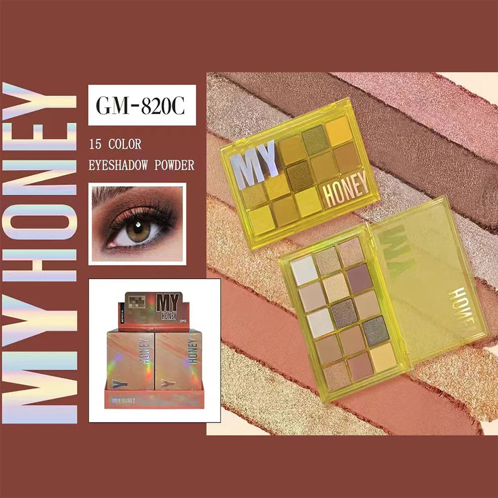 15 Colors Eyeshadow Palette Set Colorful Neon Rainbow Makeup Eyeshadow Palette Vibrant Shimmer Matte Pigmented Blendable Make Up Good Vibrations