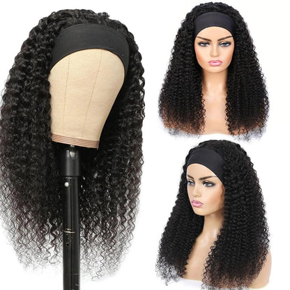 YAVIDA Curly Headband Wig Human Hair 10-24 Curly Hair Headband Wig Indian Virgin Machine Made  Human Hair Wigs With Headband Good Vibrations