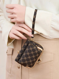 Women's Wallet Fashion Print Short Coin Purse Retro Multi-function Accordion Card Holder Money Clip with Wristband and Kiss Lock Good Vibrations