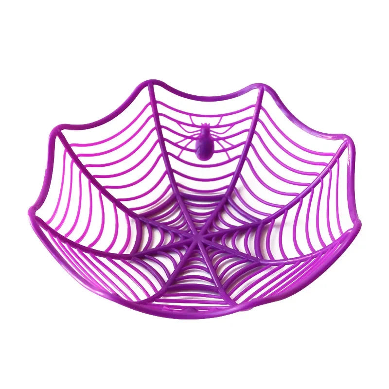 Halloween Decoration Black Spider Web Bowl Fruit Plate Candy Biscuit Package Basket Bowl Trick or Treat Halloween Party Supplies Good Vibrations