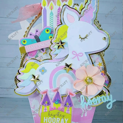 KSCRAFT Pinata Unicorn Mini Album Cutting Dies Stencils for DIY Scrapbooking Decorative Embossing DIY Paper Cards Good Vibrations