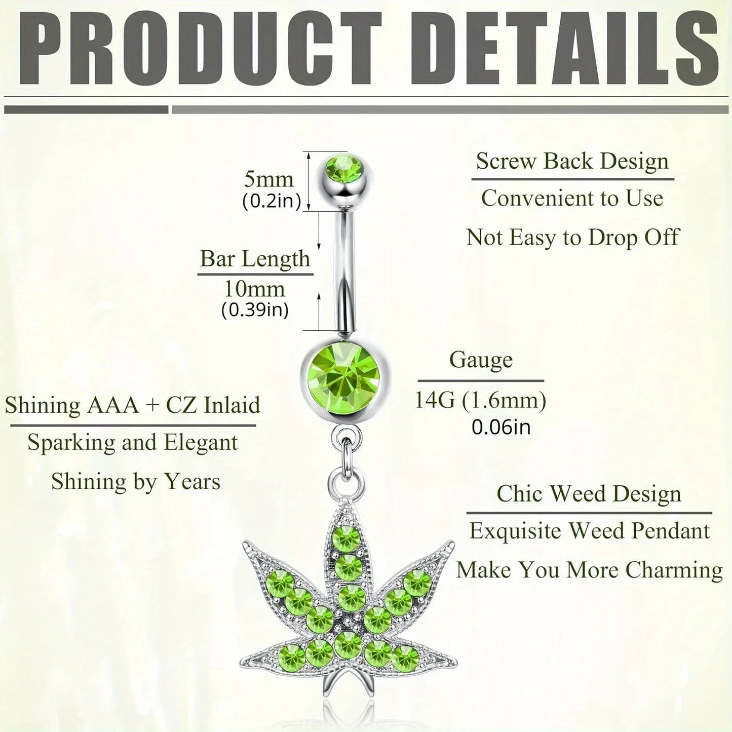 Drperfect Dangle Belly Button Ring for Women Cute Navel Rings Daisy Weed Butterfly Dangling Colorful Belly Piercing Jewelry Good Vibrations Adult Super Store