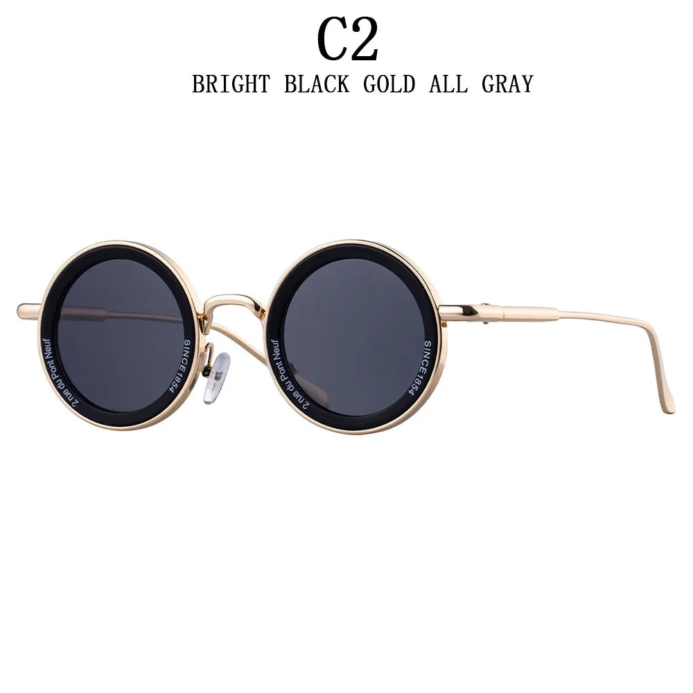 Round Steampunk Sunglass Men Vintage Punk Sunglasses Women Trendy Retro Fashion Glasses Gafas De Sol Hombre Lunette Soleil Femme Good Vibrations