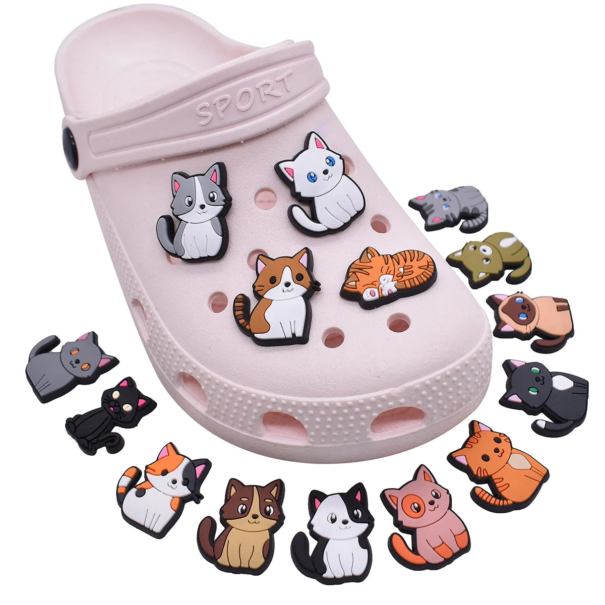 Shoe Charms for Crocs Accessories Cute cat Shoes Charm for Croc Decorations Pins Men Accessory Jeans Woman Clogs Clips Badges ﻿ Good Vibrations