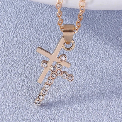 Fashion Cross Necklace for Women Men Gold Silver Color Dazzling Crystal Jesus Crucifix Necklace Christian Jewelry Wholesale Good Vibrations