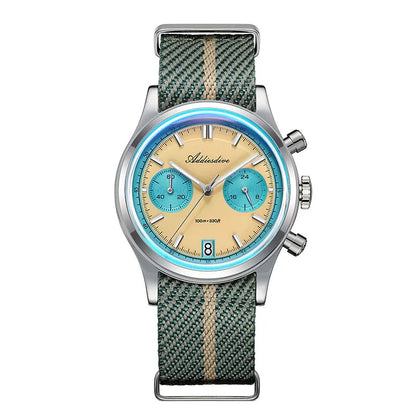 ADDIESDIVE Top Brand Man Watch BGW9 Super Luminous 10Bar Waterproof Bubble Mirror Glass VK64 Chronograph Quartz Steel Wristwatch Good Vibrations