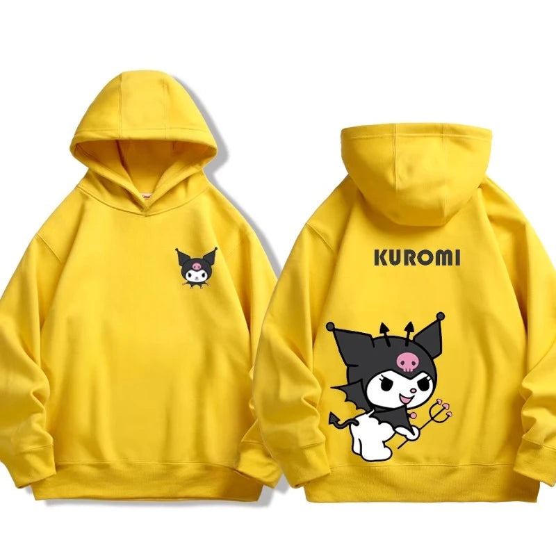 Sanrio co-branded sweatshirt for boys and girls Kuromi pattern print children's autumn and winter hoodie sweatshirt trend Good Vibrations